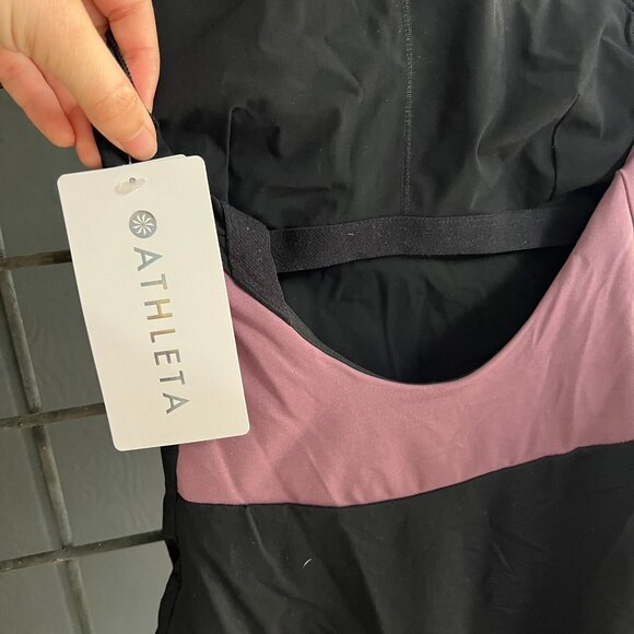 NWT - XXS - Athleta - Black/Pink - ASYM ColorBlock One Piece Swimsuit - Picture 4 of 7